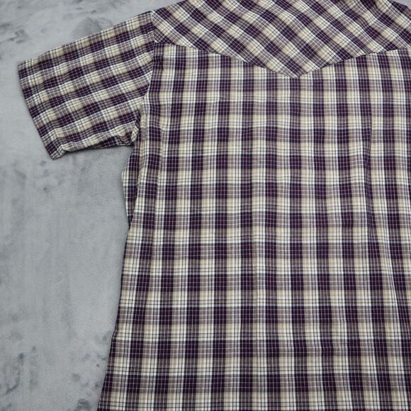 Wrangler Shirt Mens Medium Blue Red Plaid Pearl Snap Western Workwear Button Up - Picture 13 of 14